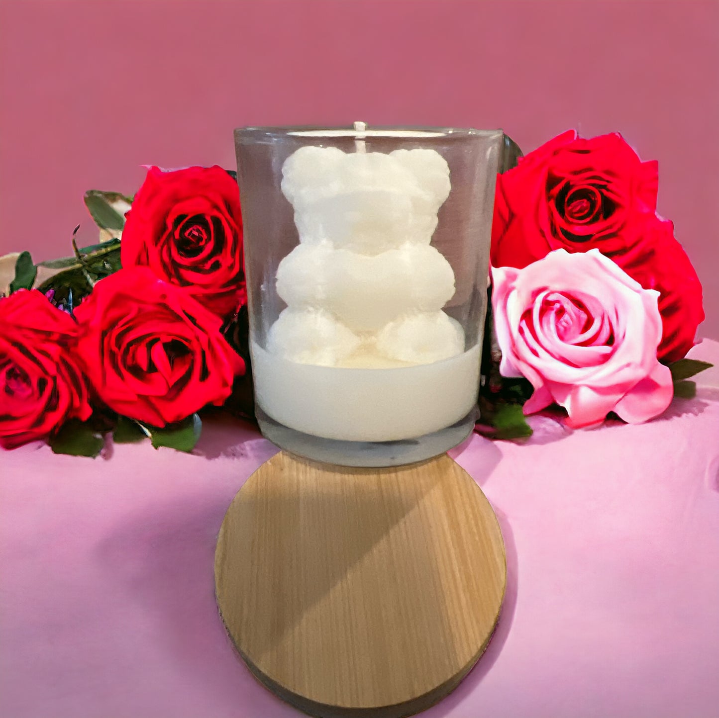 Rose Bear Candle in jar