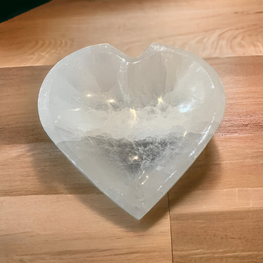 Selenite Heart Bowl 10.5 cm | Crystals Charging Bowl | Selenite Crystals Holder | Home Gifts | Crystals Lover Gift